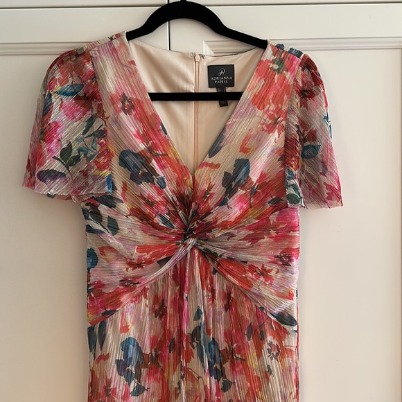 Adrianna Papell Womens Metallic Pleated Twist Gown - Picture 4 of 5